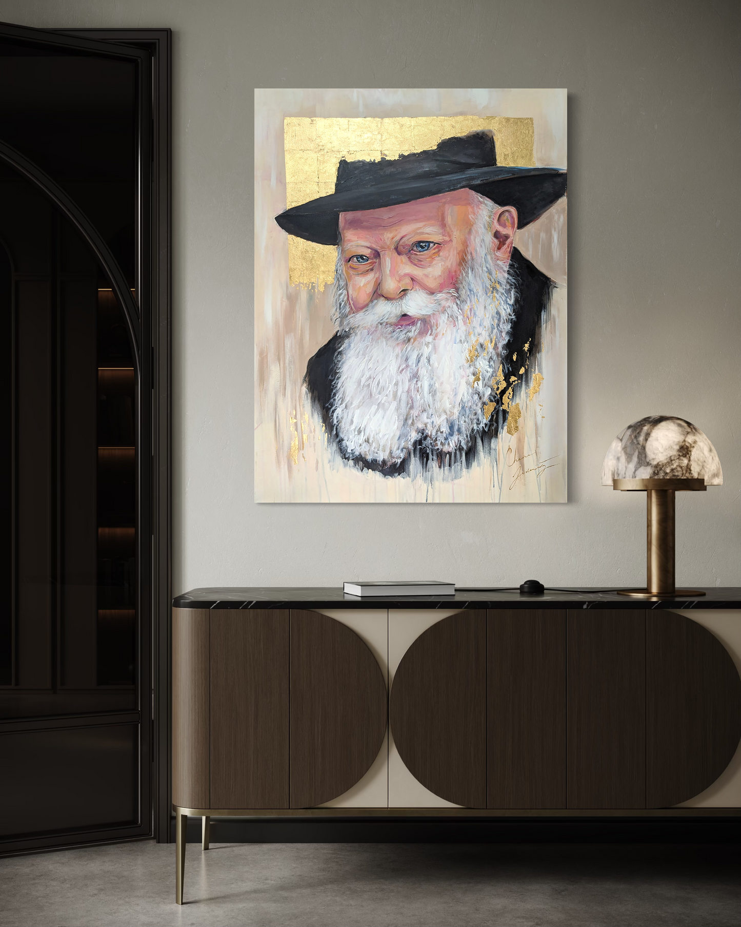 Lubavitcher Rebbe Hand-Embellished Giclee